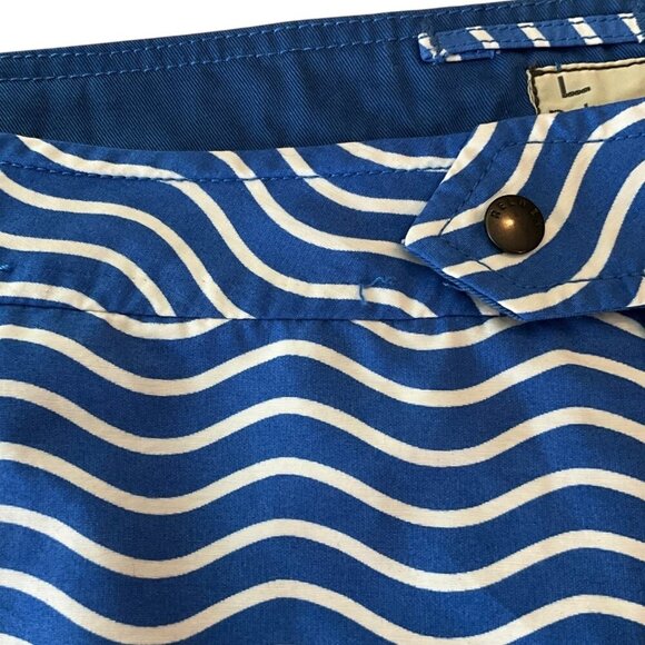 Relwen Swim Trunks Shorts Blue White Wave Size L Mesh Liner Adjustable Waist - Picture 5 of 7